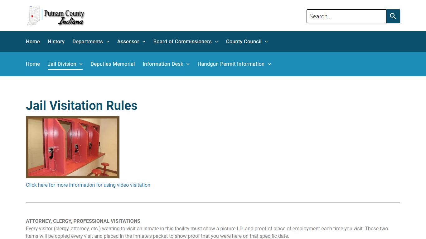 Jail Visitation Rules - Putnam County, Indiana