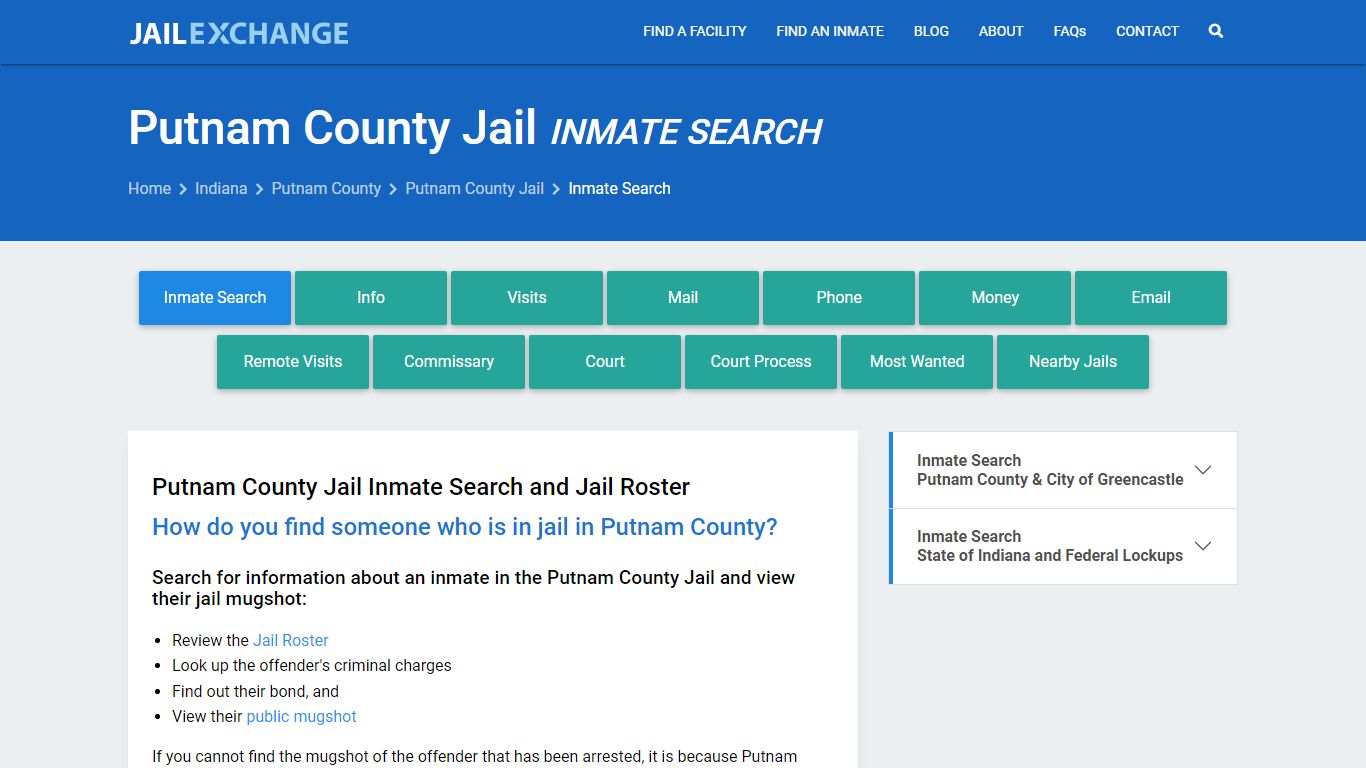 Inmate Search: Roster & Mugshots - Putnam County Jail, IN - Jail Exchange